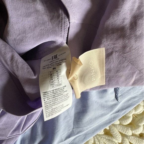 Pinko Lavender Purple Short Sleeve Asymmetric Button Front Dress | M - Picture 10 of 11